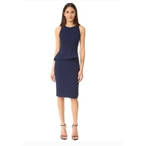 New NWT Black Halo Kiara Dress‎ Peplum Navy Size 8 - Picture 1 of 11